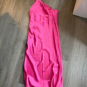 Reverse One Shoulder Pink Formal Dress